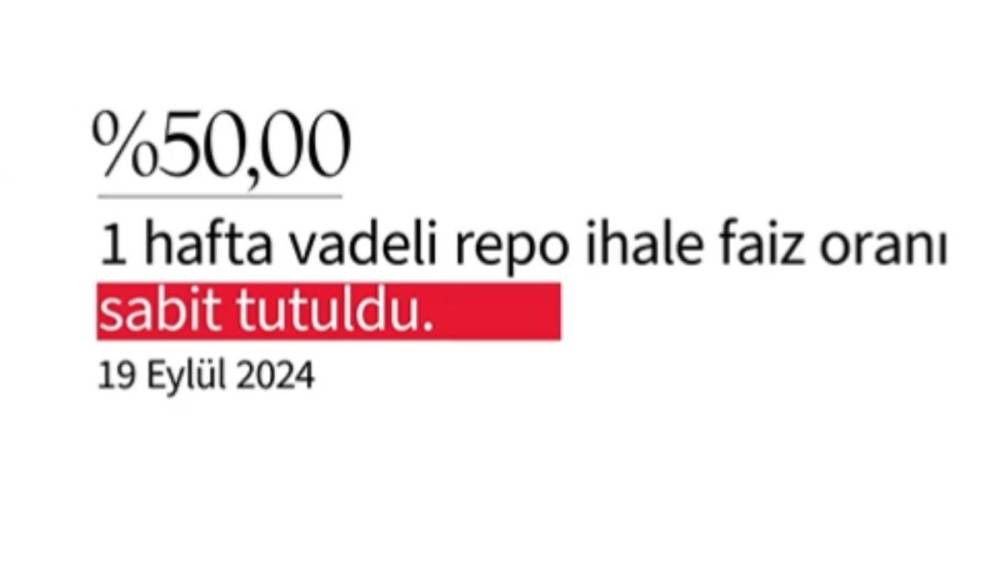 Merkez Bankası, Eylül ayı faiz kararını açıkladı: Faiz yüzde 50’de sabit kaldı 